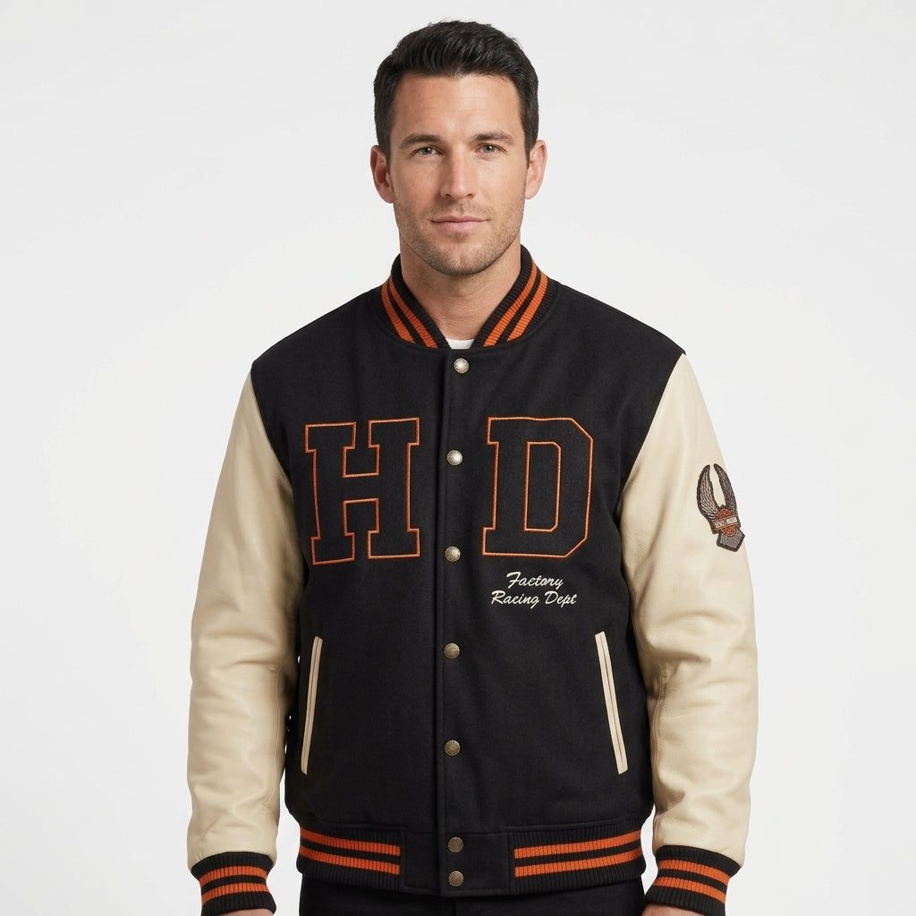 Black & Cream HD Varsity Jacket | AL CANDRA