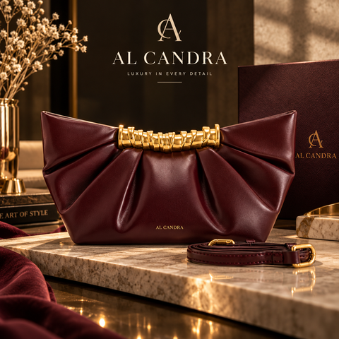 Leia Pleated Clutch - Deep Burgundy