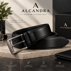 ALCANDRA Premium Black Leather Belt