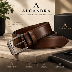 ALCANDRA Premium Brown Leather Belt