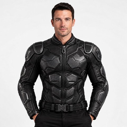 Men’s Black Armored Motorcycle Leather Jacket