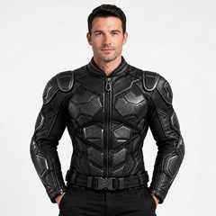 Men’s Black Armored Motorcycle Leather Jacket