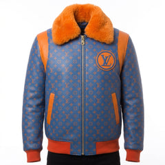 LV Monogram Blue & Orange Leather Jacket