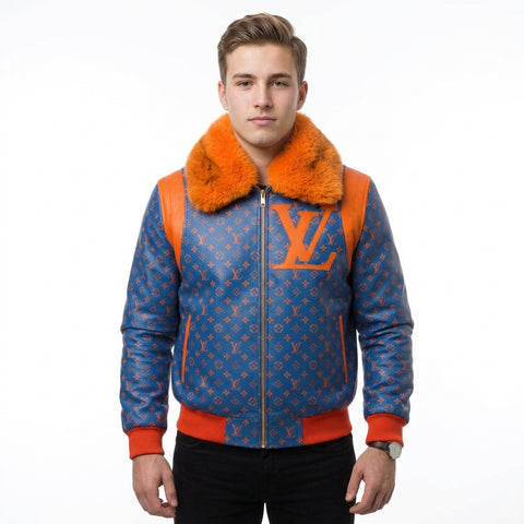LV Monogram Blue & Orange Leather Jacket