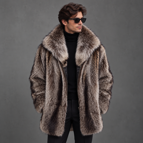 Men's Luxury Grey Fur Coat – Premium Winter Collection | AL CANDRA