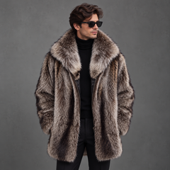 Men's Luxury Grey Fur Coat – Premium Winter Collection | AL CANDRA