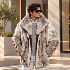 AL CANDRA Men's Arctic Silver Luxury Fur Jacket