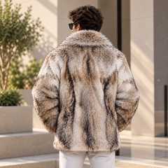 AL CANDRA Men's Arctic Silver Luxury Fur Jacket